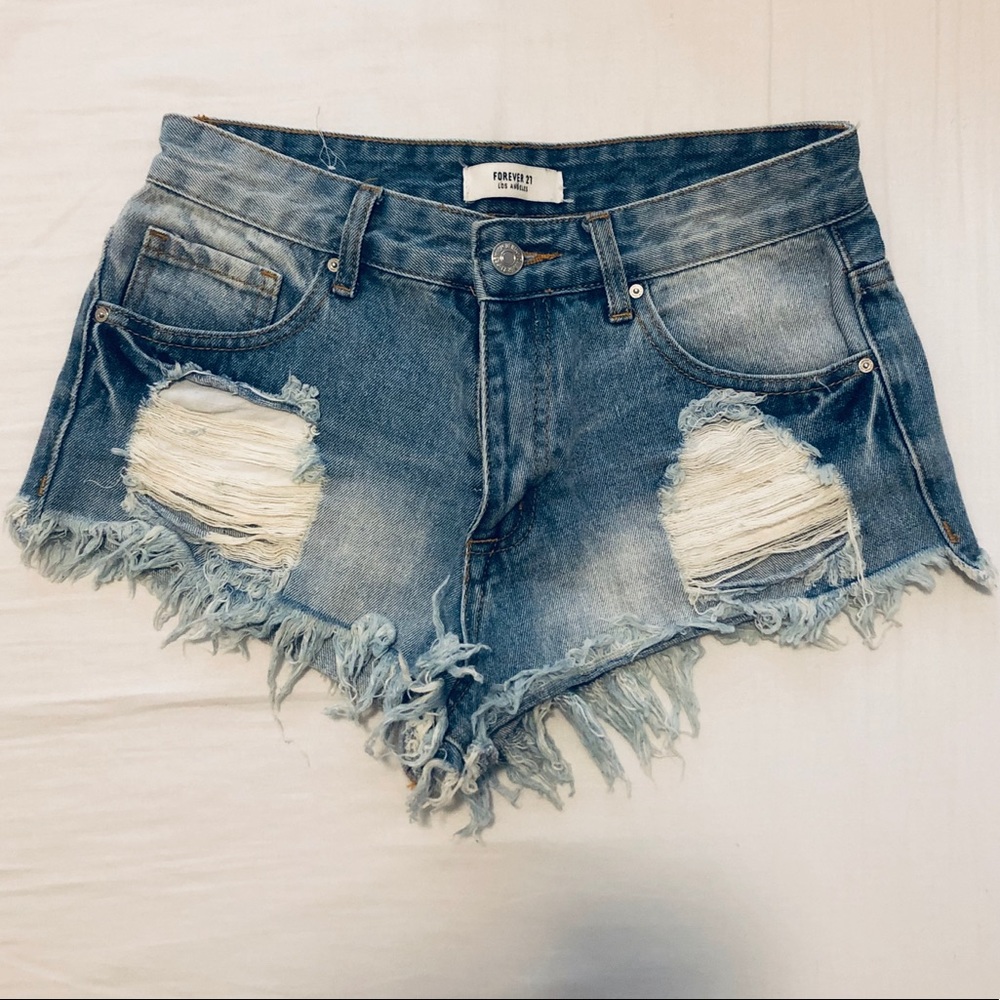Distressed Denim Shorts